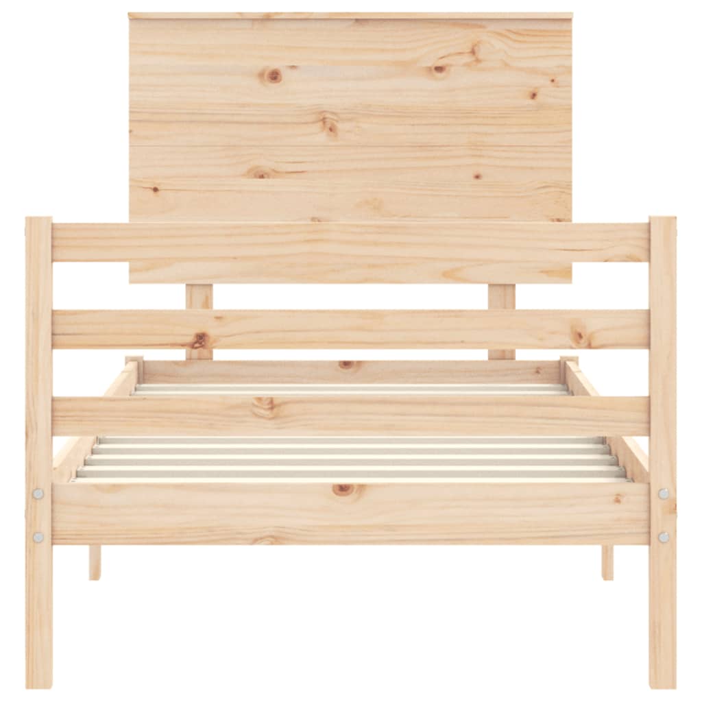 vidaXL Estructura de cama individual con cabecero madera maciza