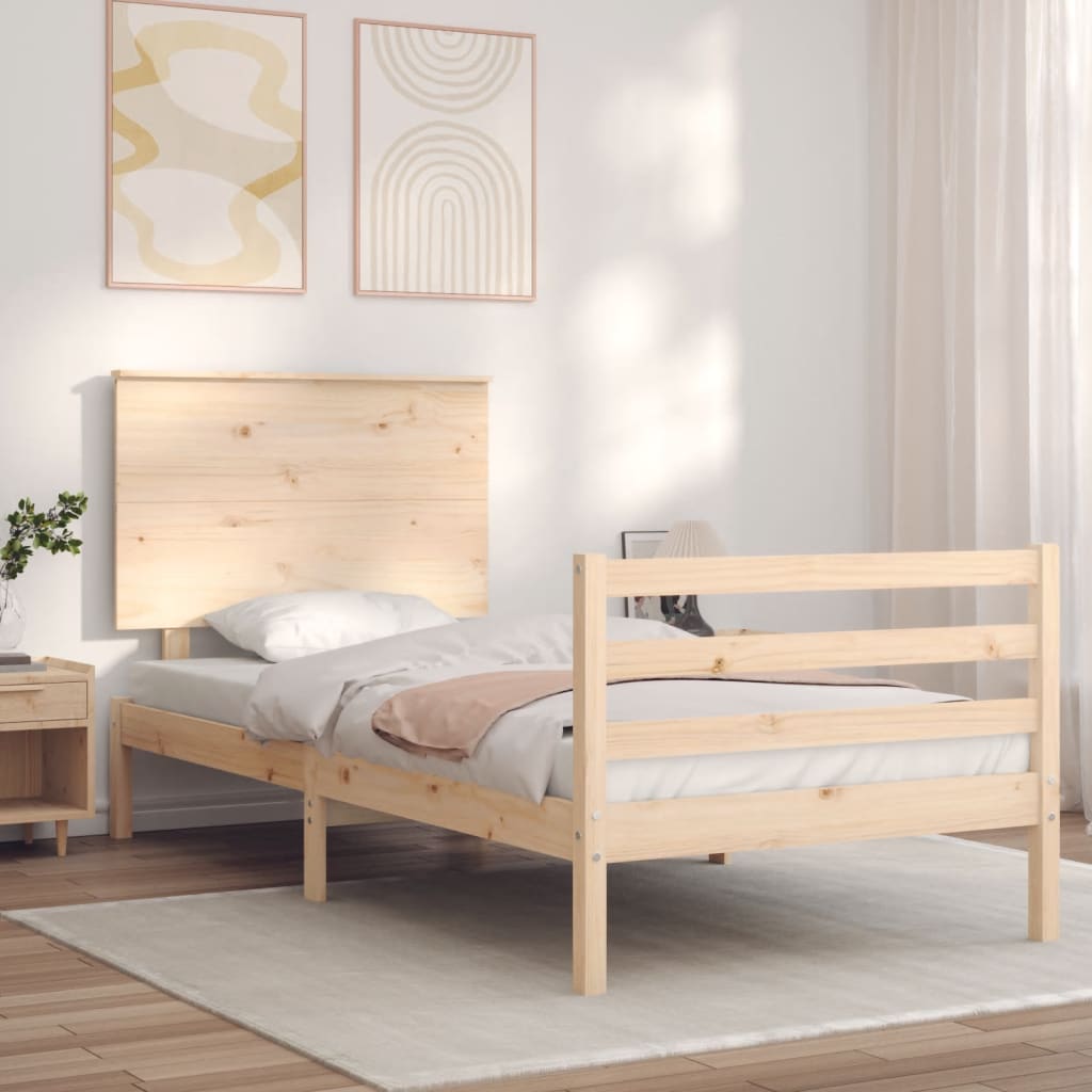 vidaXL Estructura de cama individual con cabecero madera maciza