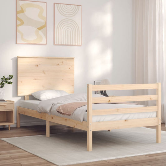 vidaXL Estructura de cama individual con cabecero madera maciza