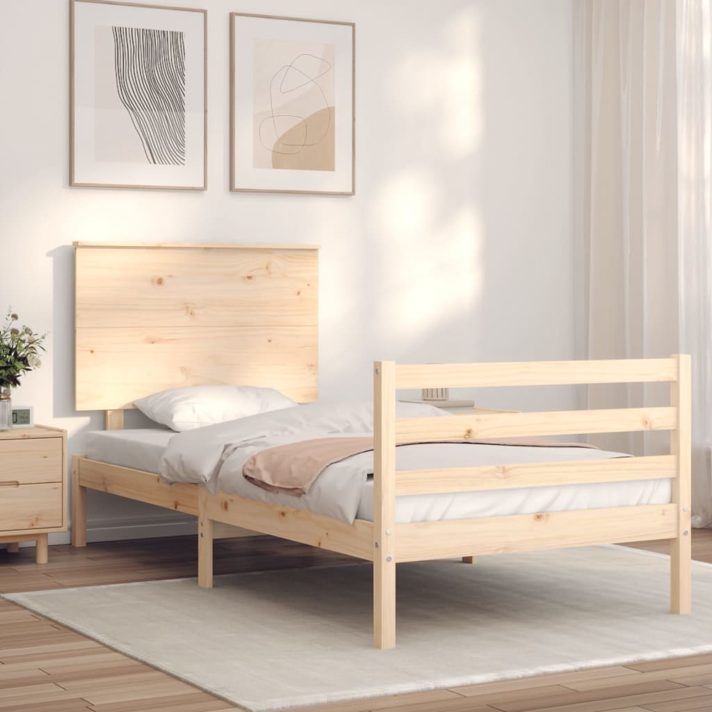 vidaXL Estructura de cama con cabecero madera maciza