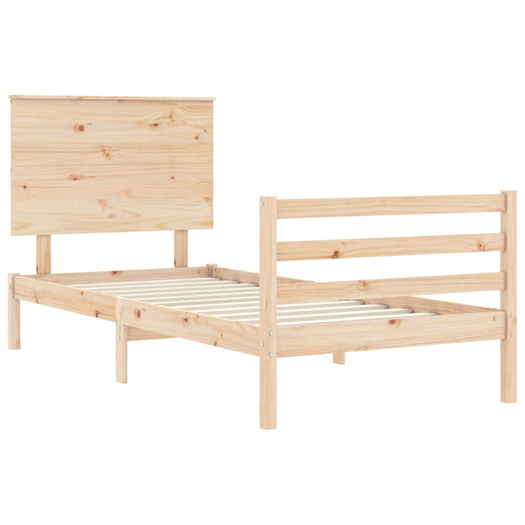 vidaXL Estructura de cama con cabecero madera maciza