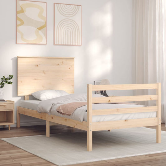 vidaXL Estructura de cama con cabecero madera maciza