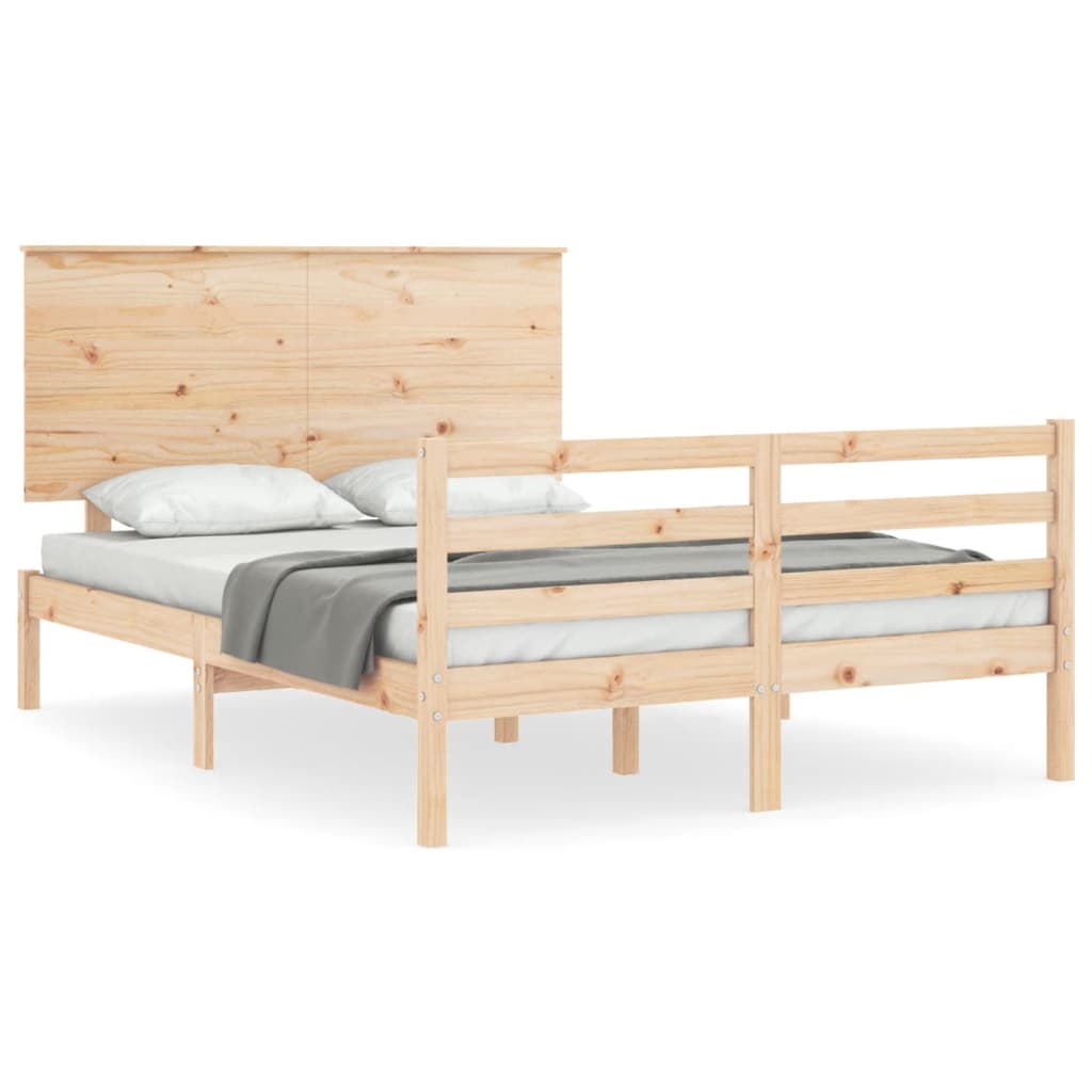 vidaXL Estructura de cama de matrimonio con cabecero madera maciza