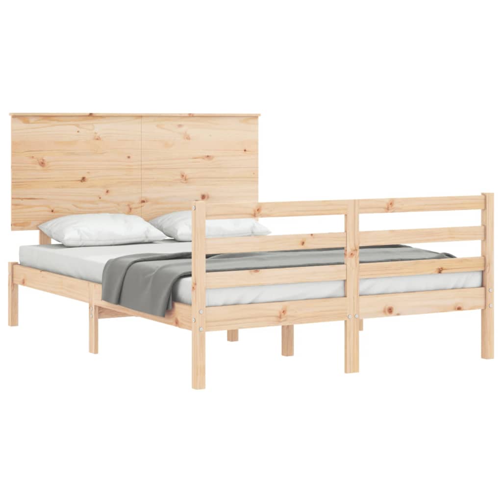 vidaXL Estructura de cama de matrimonio con cabecero madera maciza