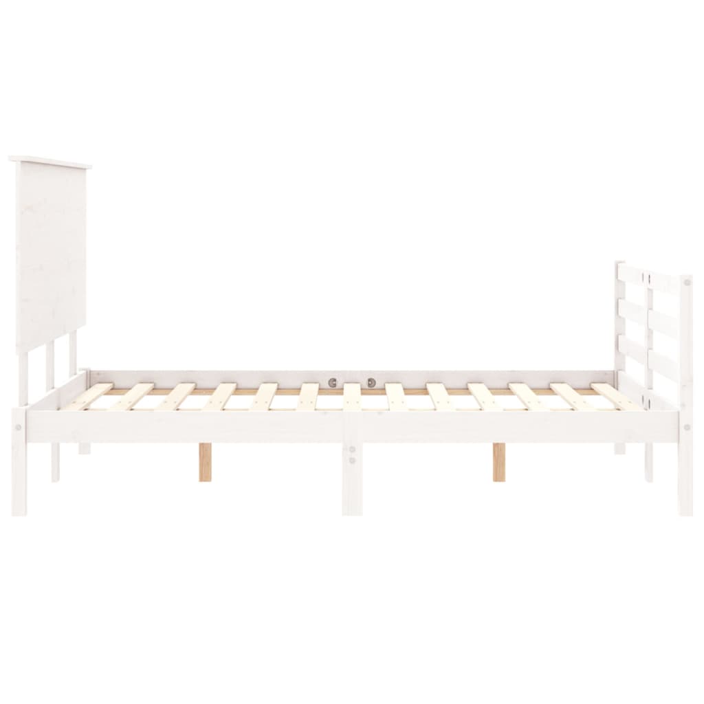 vidaXL Estructura cama de matrimonio con cabecero madera maciza blanco