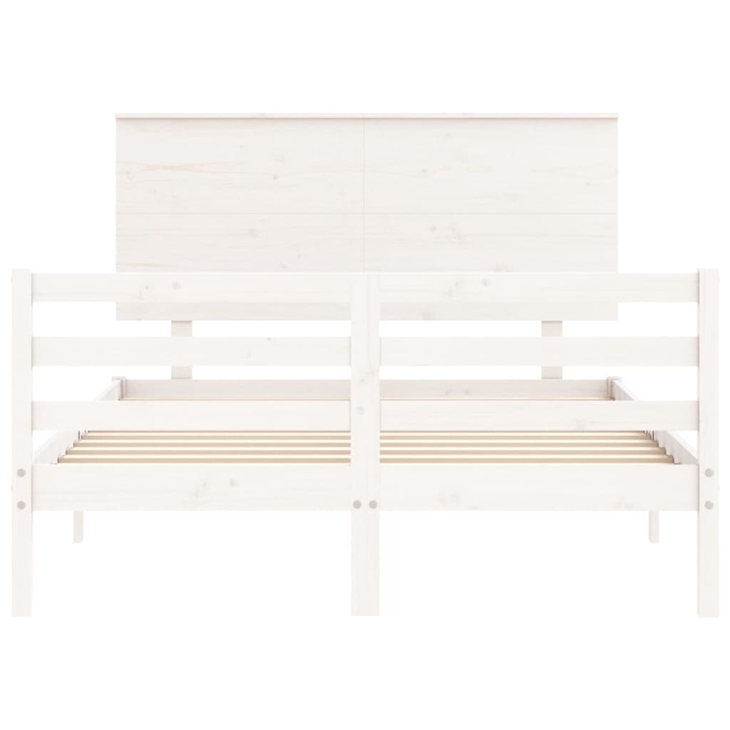 vidaXL Estructura de cama con cabecero madera maciza blanco 140x190 cm