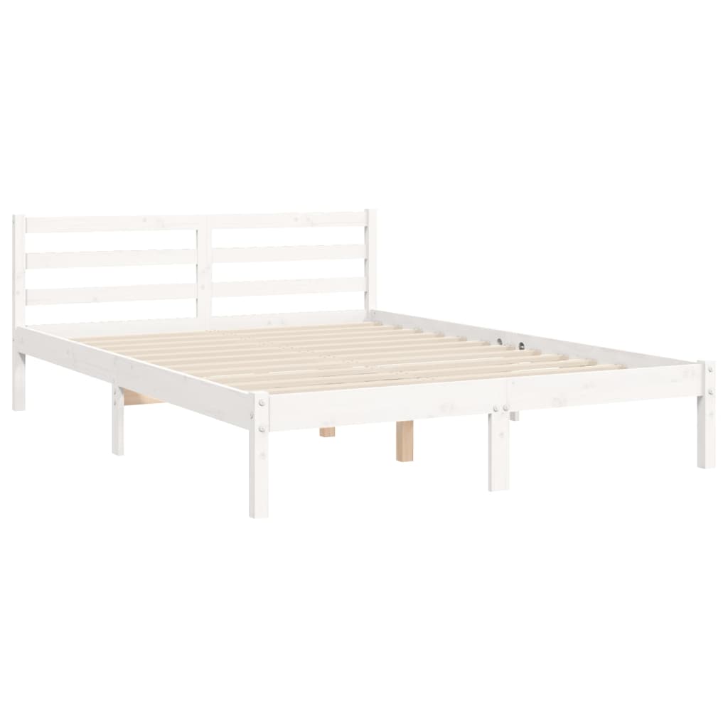 vidaXL Estructura de cama con cabecero madera maciza blanco 140x190 cm