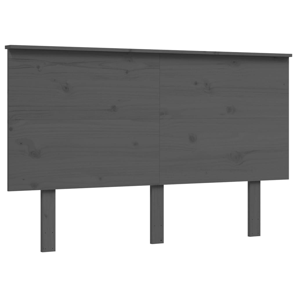 vidaXL Estructura de cama con cabecero madera maciza gris 140x190 cm