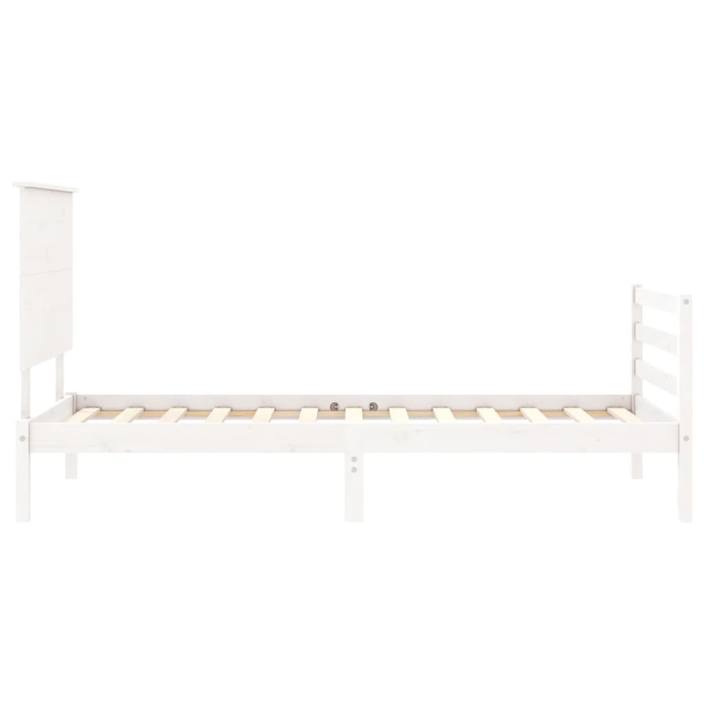 vidaXL Estructura de cama con cabecero madera maciza blanco 90x200 cm