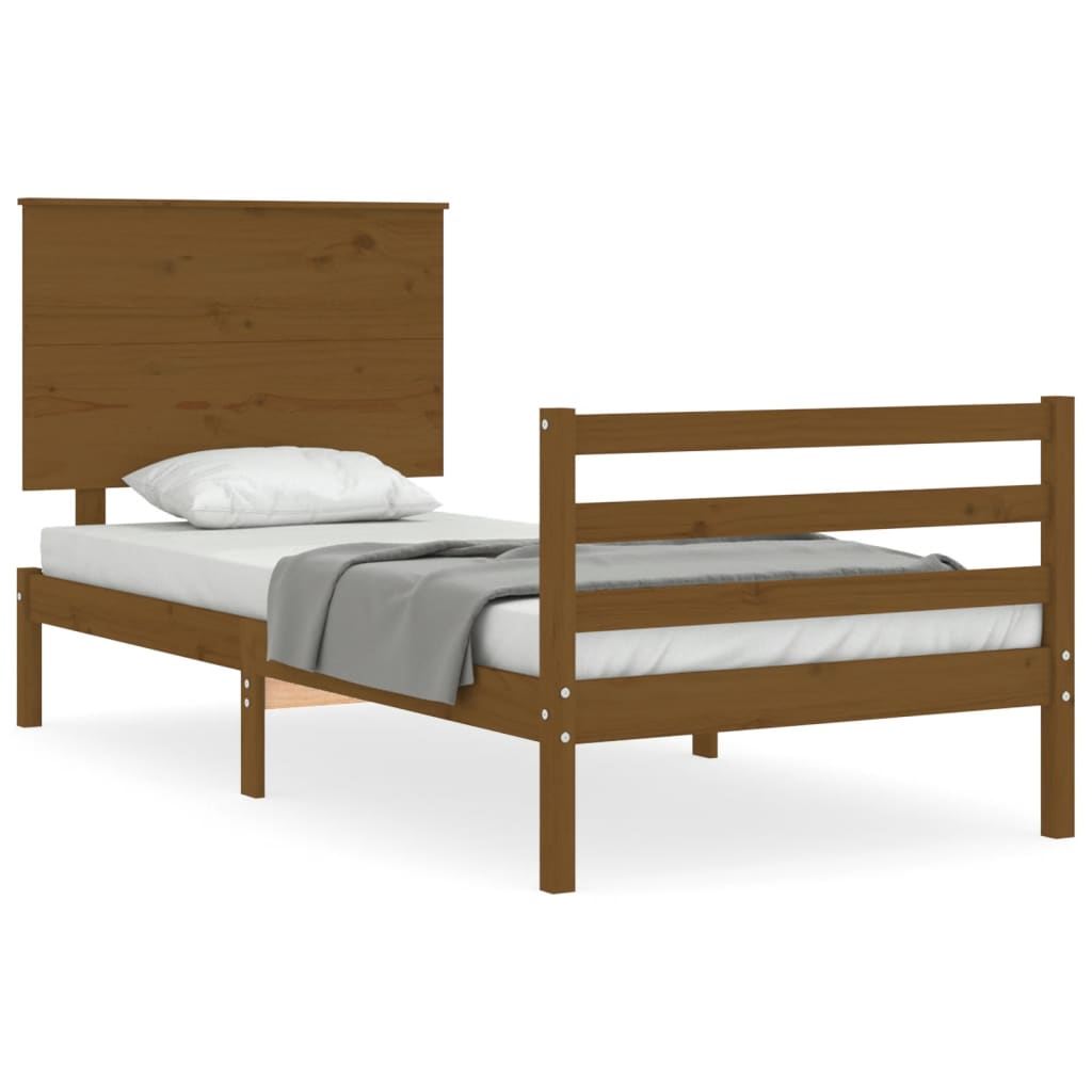 vidaXL Estructura cama con cabecero madera maciza marrón miel 90x200cm