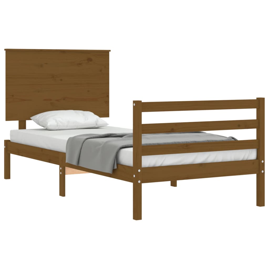 vidaXL Estructura cama con cabecero madera maciza marrón miel 90x200cm