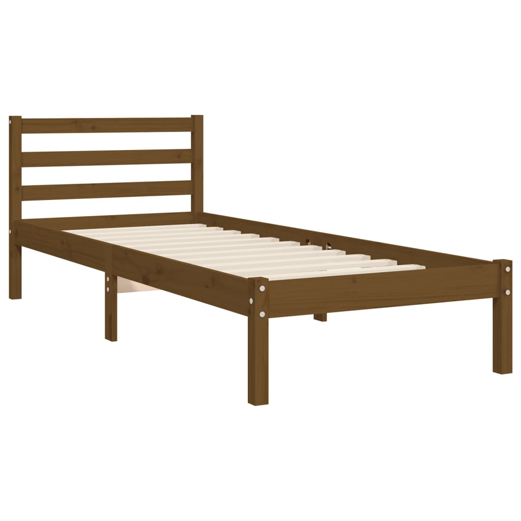 vidaXL Estructura cama con cabecero madera maciza marrón miel 90x200cm