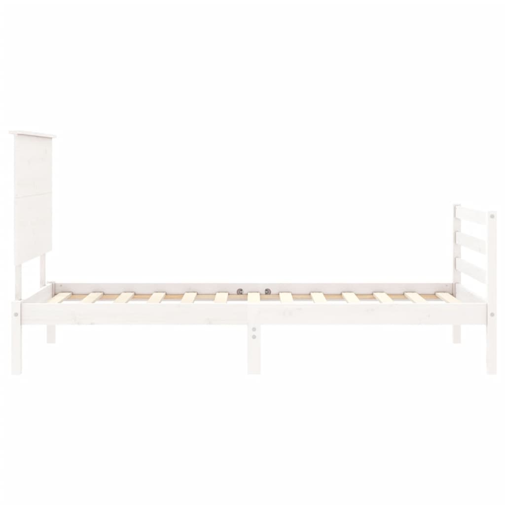 vidaXL Estructura de cama con cabecero madera maciza blanco 100x200 cm