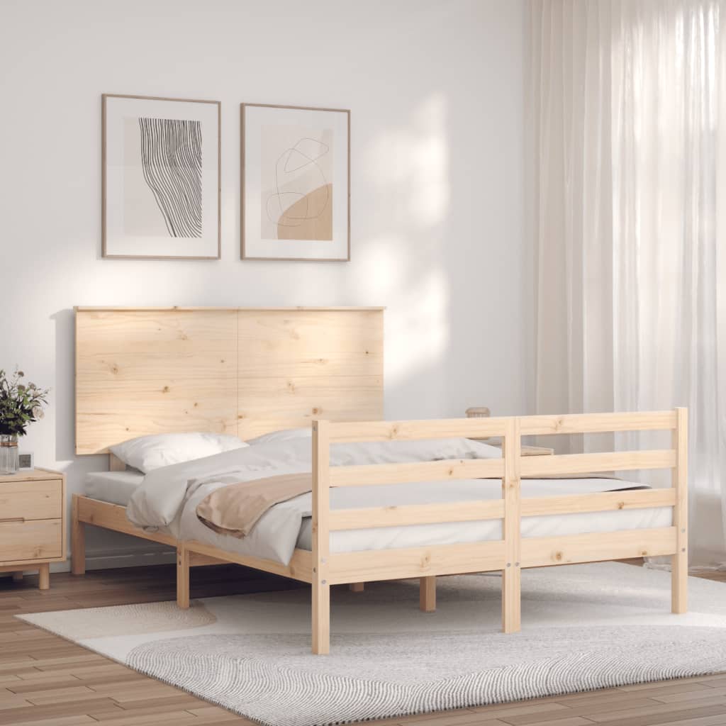 vidaXL Estructura de cama con cabecero madera maciza 120x200 cm