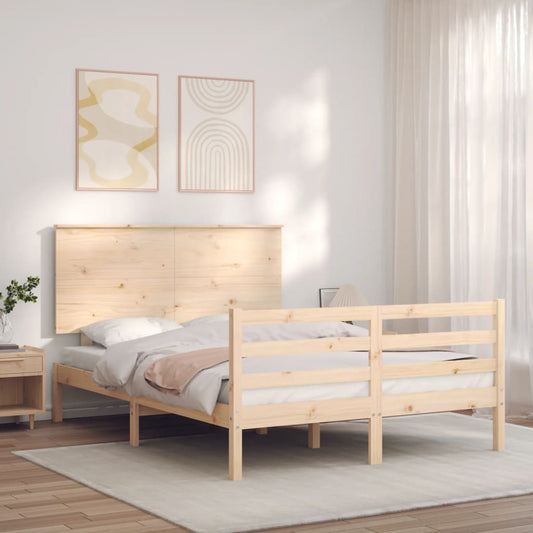 vidaXL Estructura de cama con cabecero madera maciza 120x200 cm