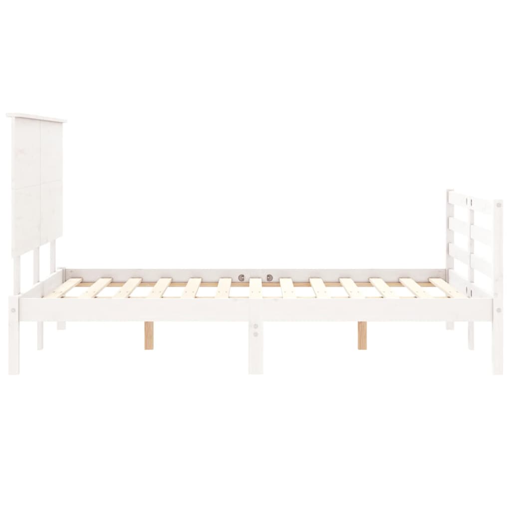 vidaXL Estructura de cama con cabecero madera maciza blanco 120x200 cm