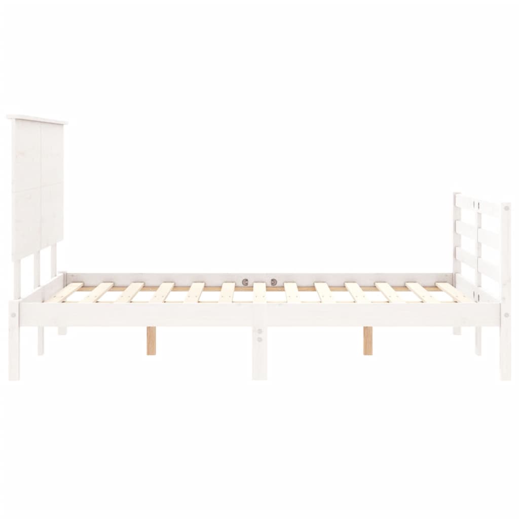 vidaXL Estructura de cama con cabecero madera maciza blanco 140x200 cm