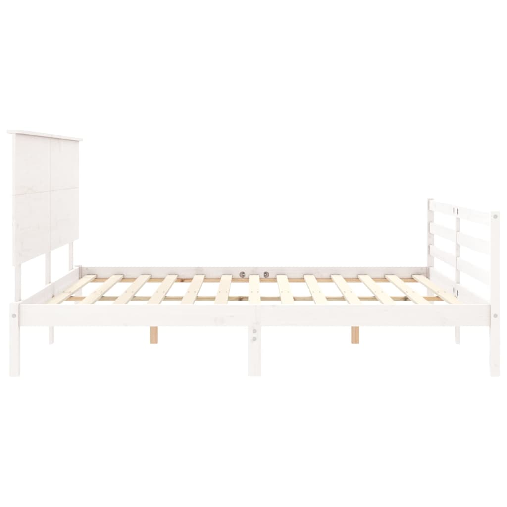 vidaXL Estructura cama de matrimonio con cabecero madera maciza blanco