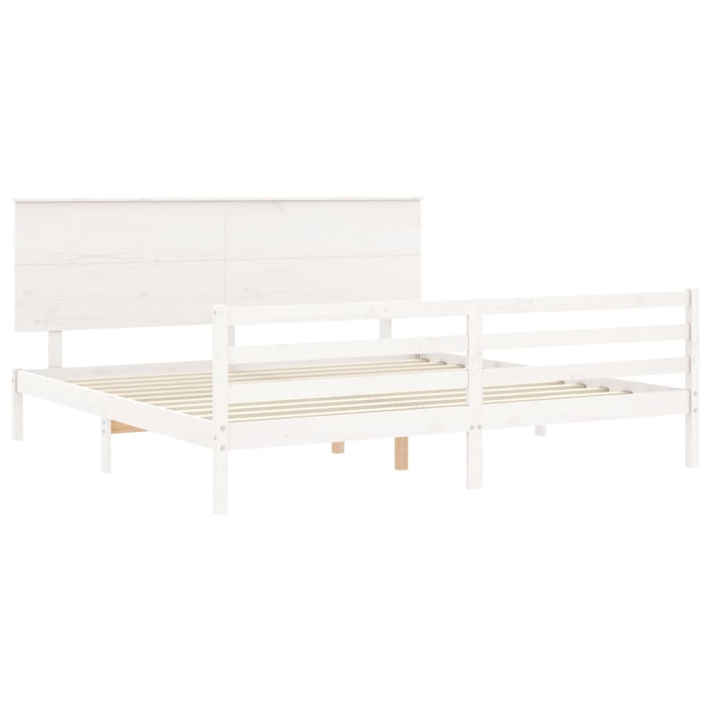 vidaXL Estructura de cama con cabecero madera maciza blanco 200x200 cm