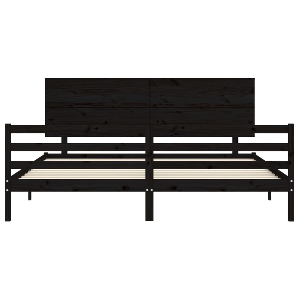 vidaXL Estructura de cama con cabecero madera maciza negro 200x200 cm