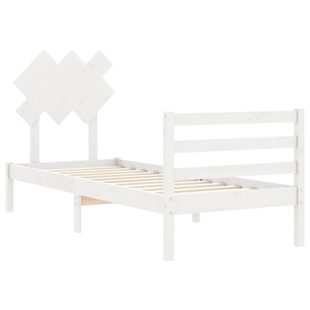 vidaXL Estructura de cama con cabecero madera maciza blanco