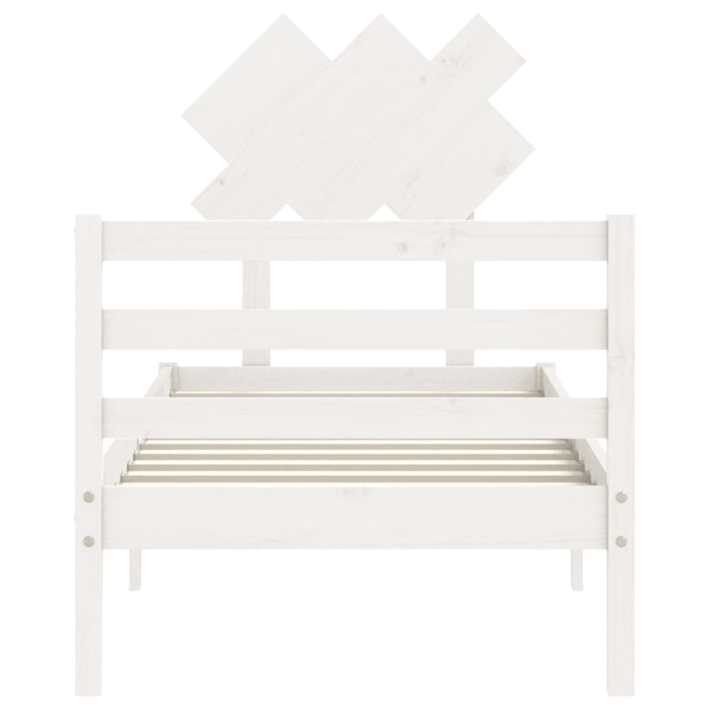 vidaXL Estructura de cama con cabecero madera maciza blanco