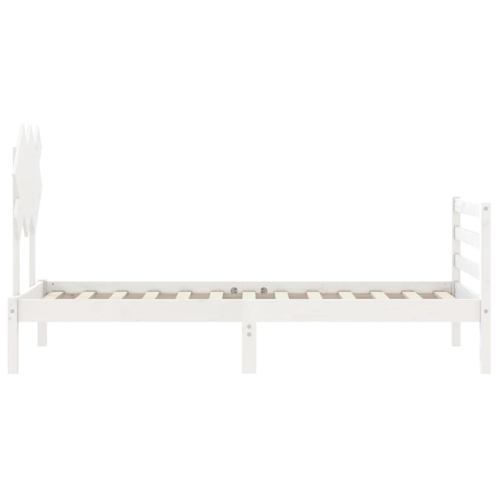 vidaXL Estructura de cama con cabecero madera maciza blanco