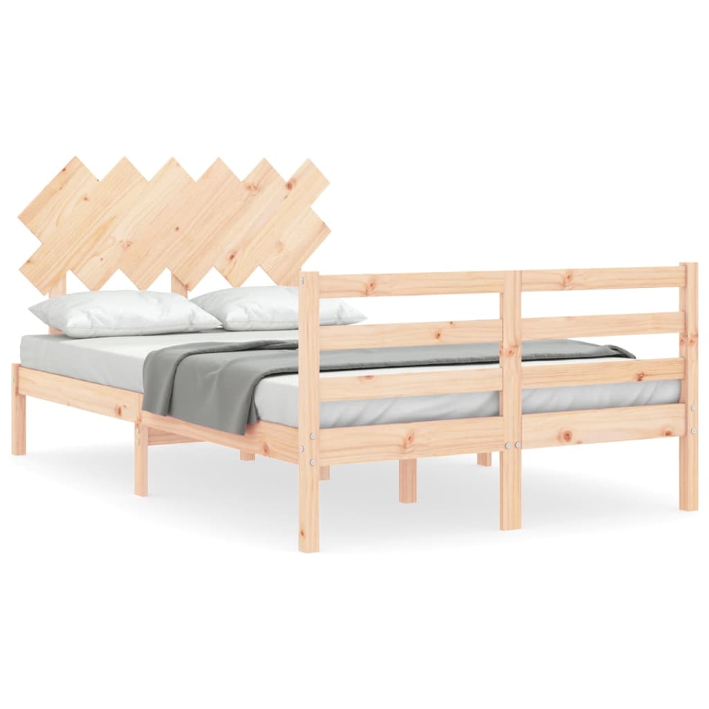 vidaXL Estructura de cama de matrimonio con cabecero madera maciza