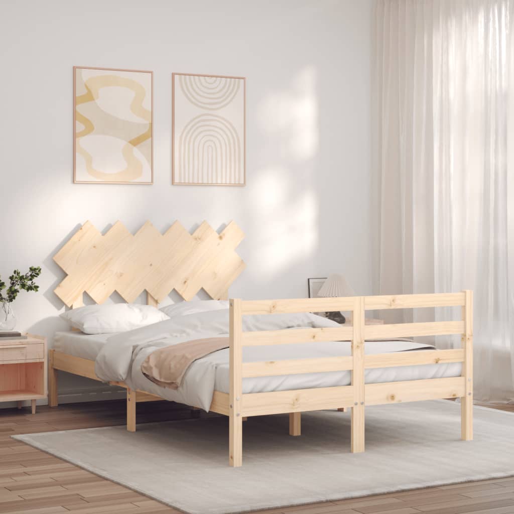 vidaXL Estructura de cama de matrimonio con cabecero madera maciza