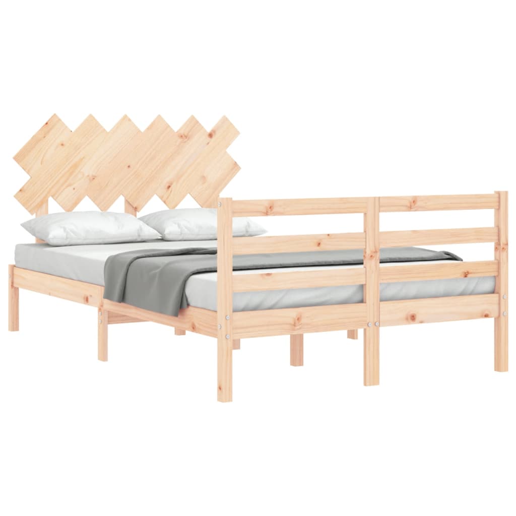 vidaXL Estructura de cama de matrimonio con cabecero madera maciza