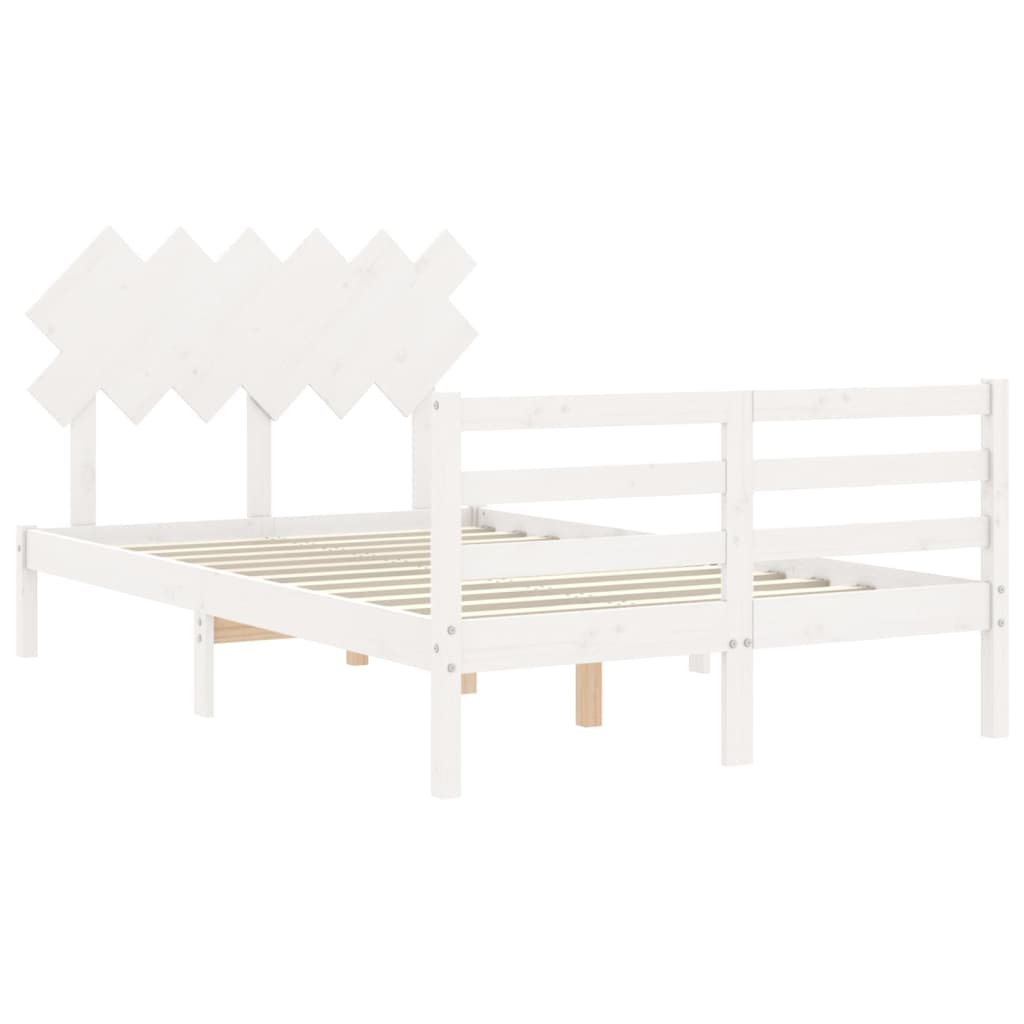 vidaXL Estructura cama de matrimonio con cabecero madera maciza blanco