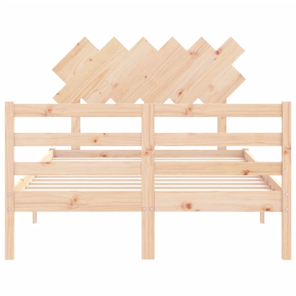 vidaXL Estructura de cama de matrimonio con cabecero madera maciza