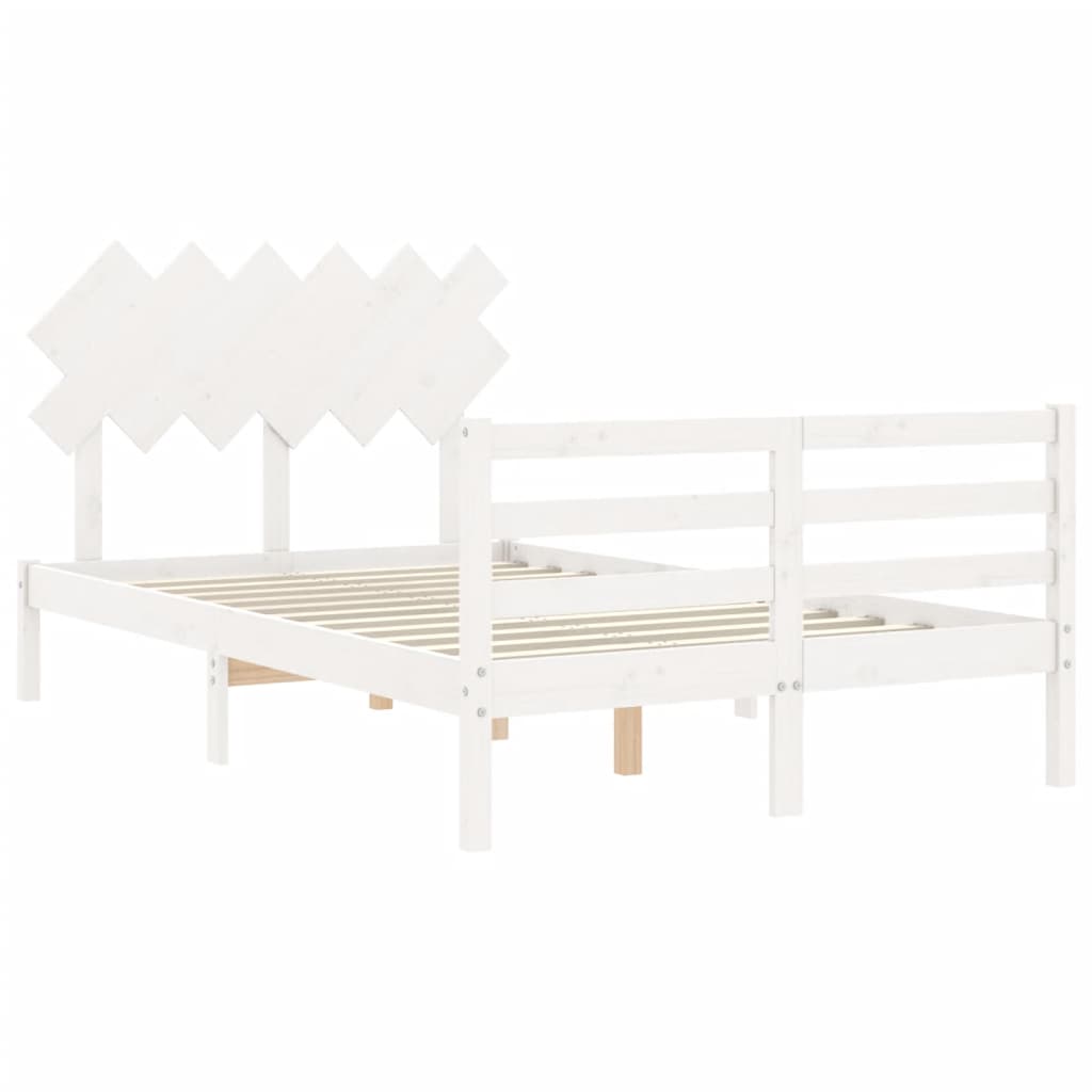 vidaXL Estructura cama de matrimonio con cabecero madera maciza blanco