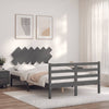 vidaXL Estructura cama de matrimonio con cabecero madera maciza gris