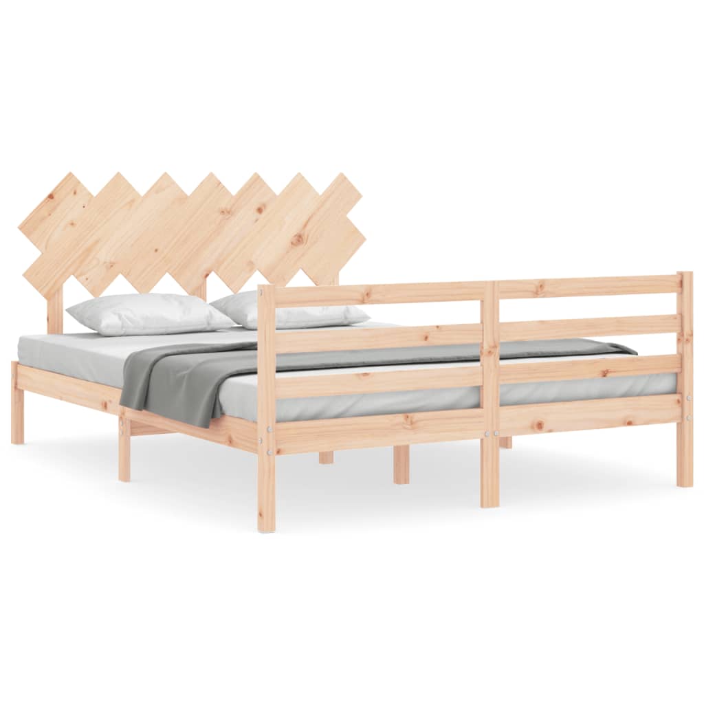 vidaXL Estructura de cama con cabecero madera maciza 140x190 cm