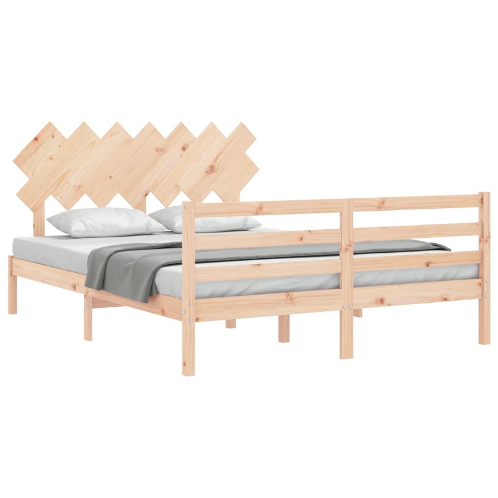 vidaXL Estructura de cama con cabecero madera maciza 140x190 cm