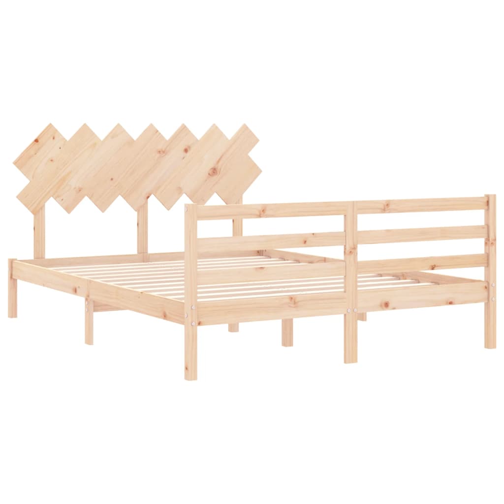 vidaXL Estructura de cama con cabecero madera maciza 140x190 cm