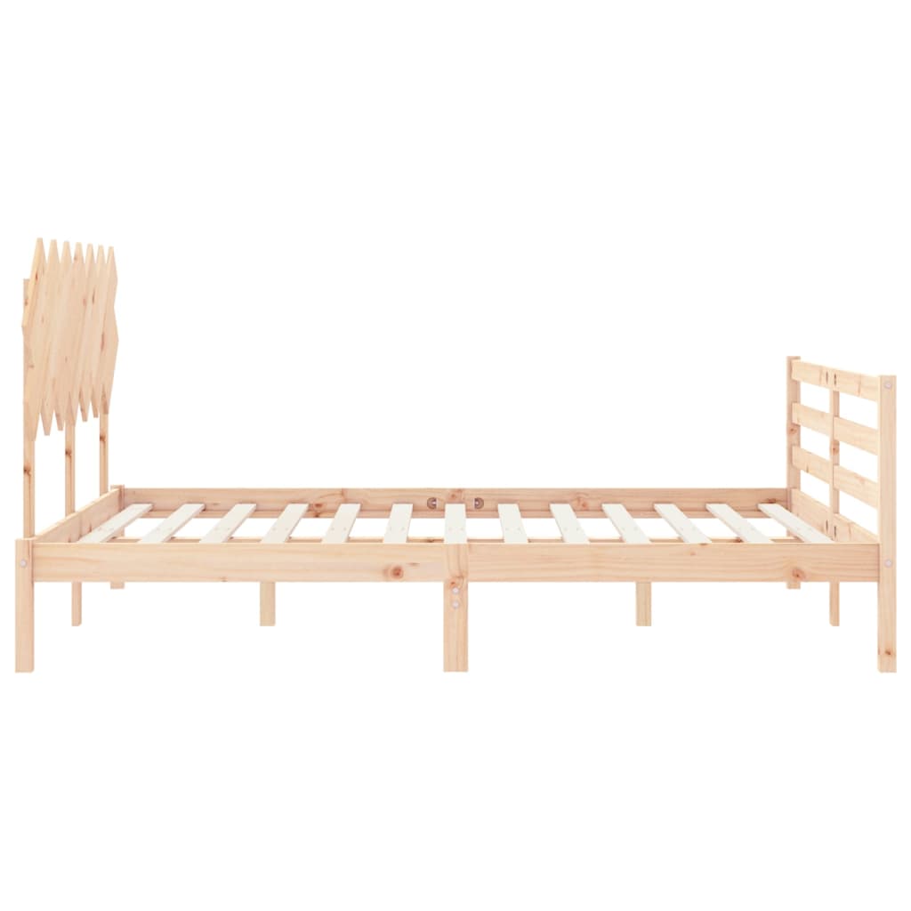 vidaXL Estructura de cama con cabecero madera maciza 140x190 cm