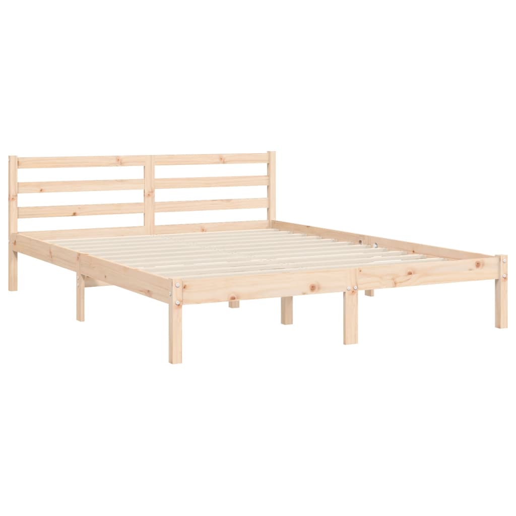 vidaXL Estructura de cama con cabecero madera maciza 140x190 cm