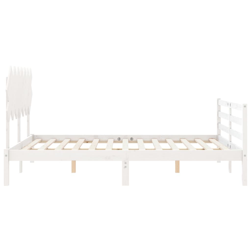 vidaXL Estructura de cama con cabecero madera maciza blanco 140x190 cm