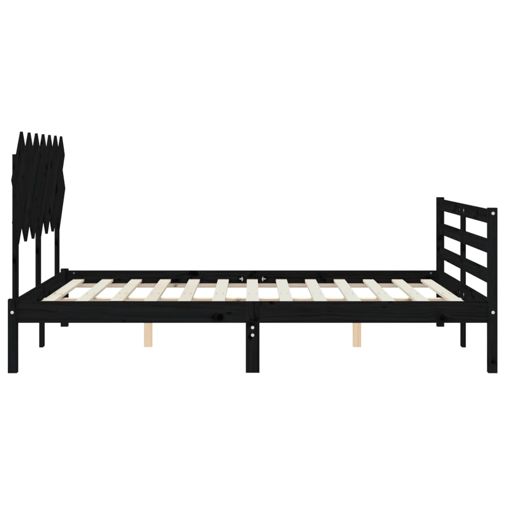 vidaXL Estructura de cama con cabecero madera maciza gris 140x190 cm