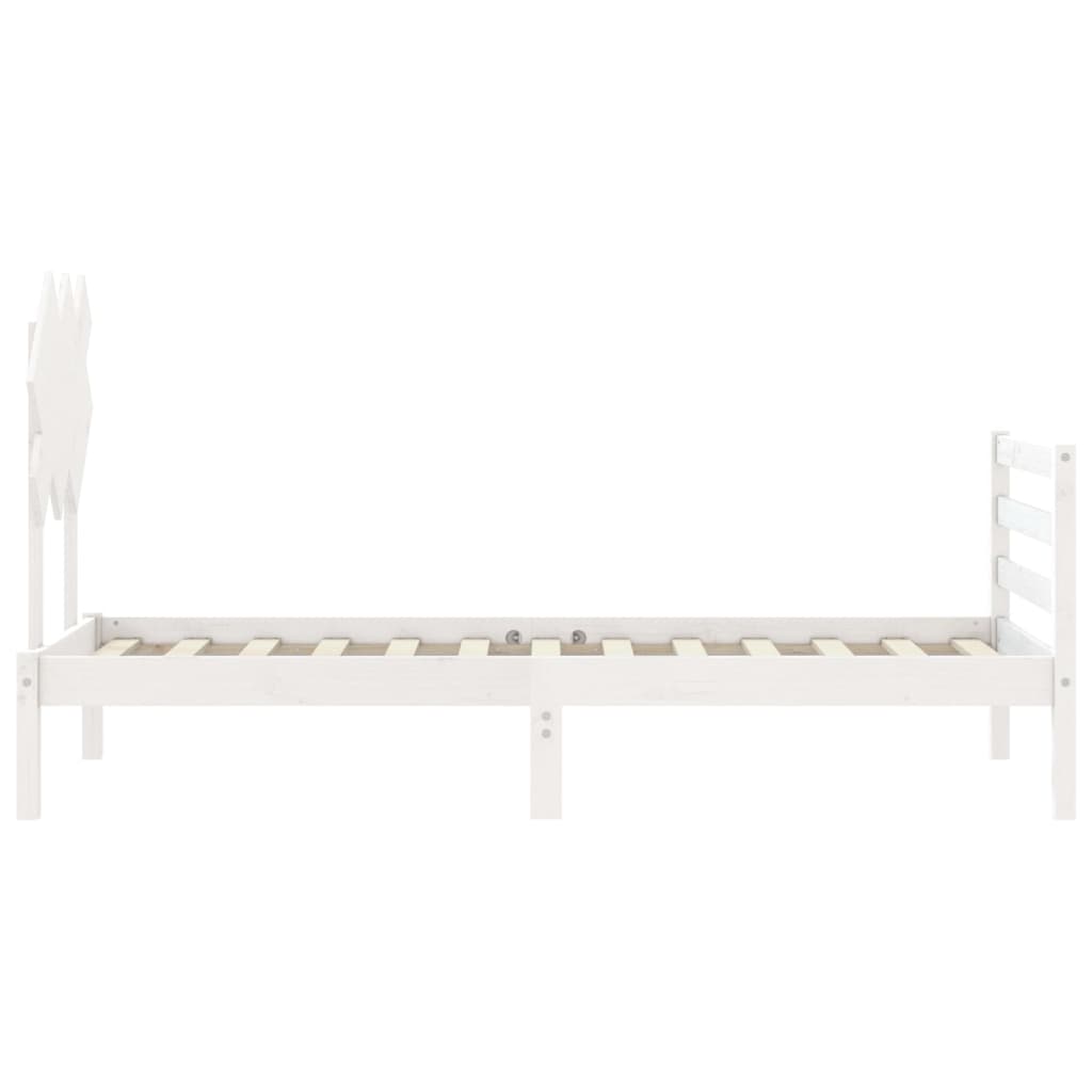 vidaXL Estructura de cama con cabecero madera maciza blanco 90x200 cm