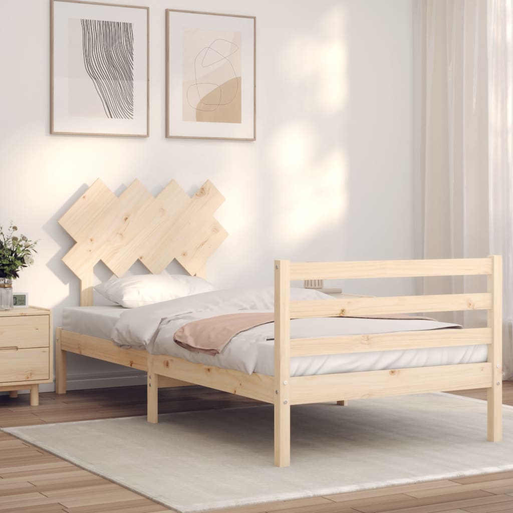 vidaXL Estructura de cama con cabecero madera maciza 100x200 cm