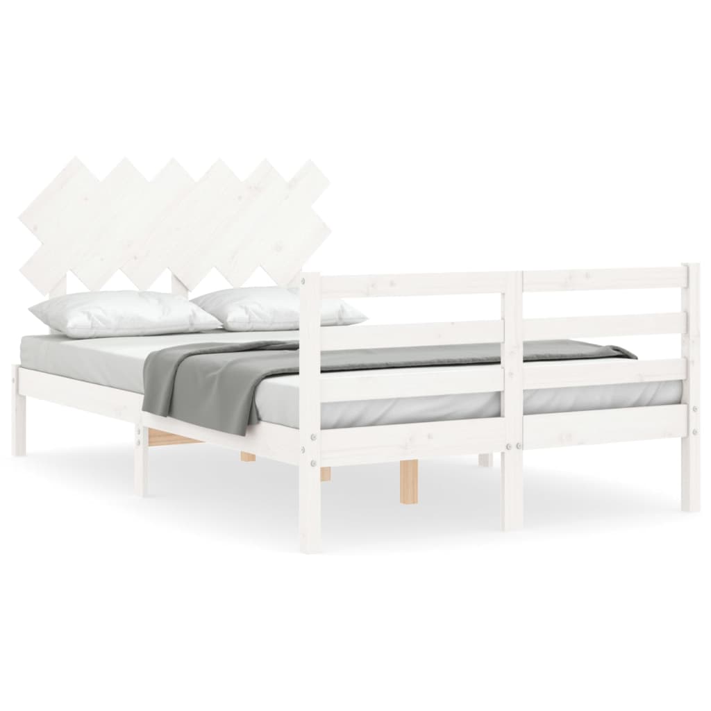 vidaXL Estructura de cama con cabecero madera maciza blanco 120x200 cm