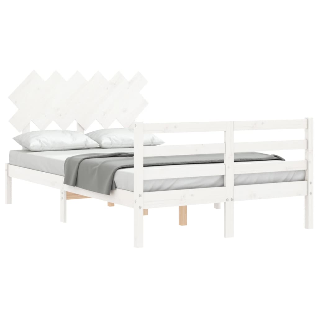 vidaXL Estructura de cama con cabecero madera maciza blanco 120x200 cm