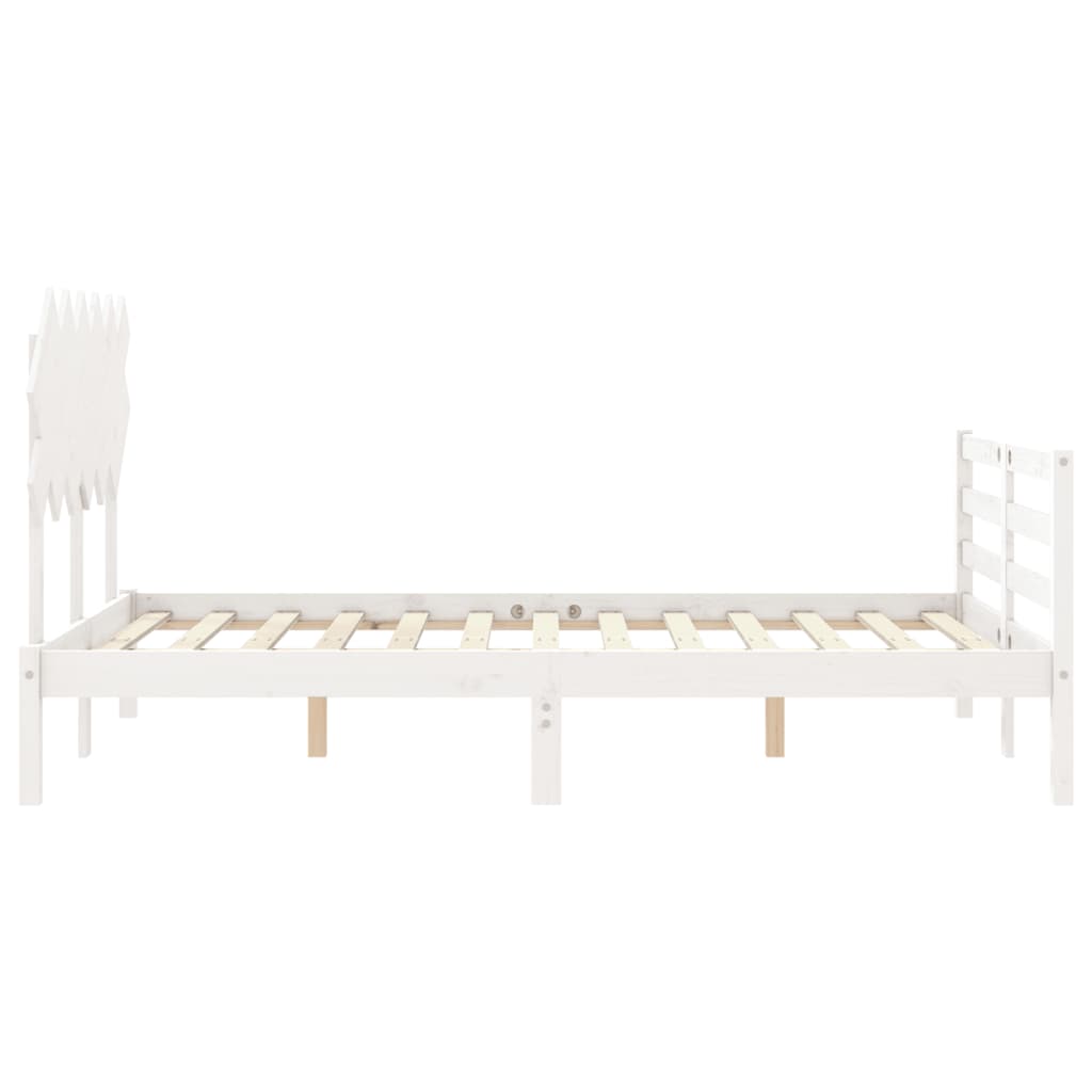 vidaXL Estructura de cama con cabecero madera maciza blanco 120x200 cm