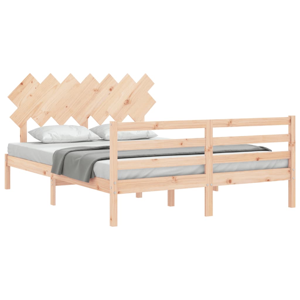 vidaXL Estructura de cama con cabecero madera maciza 140x200 cm