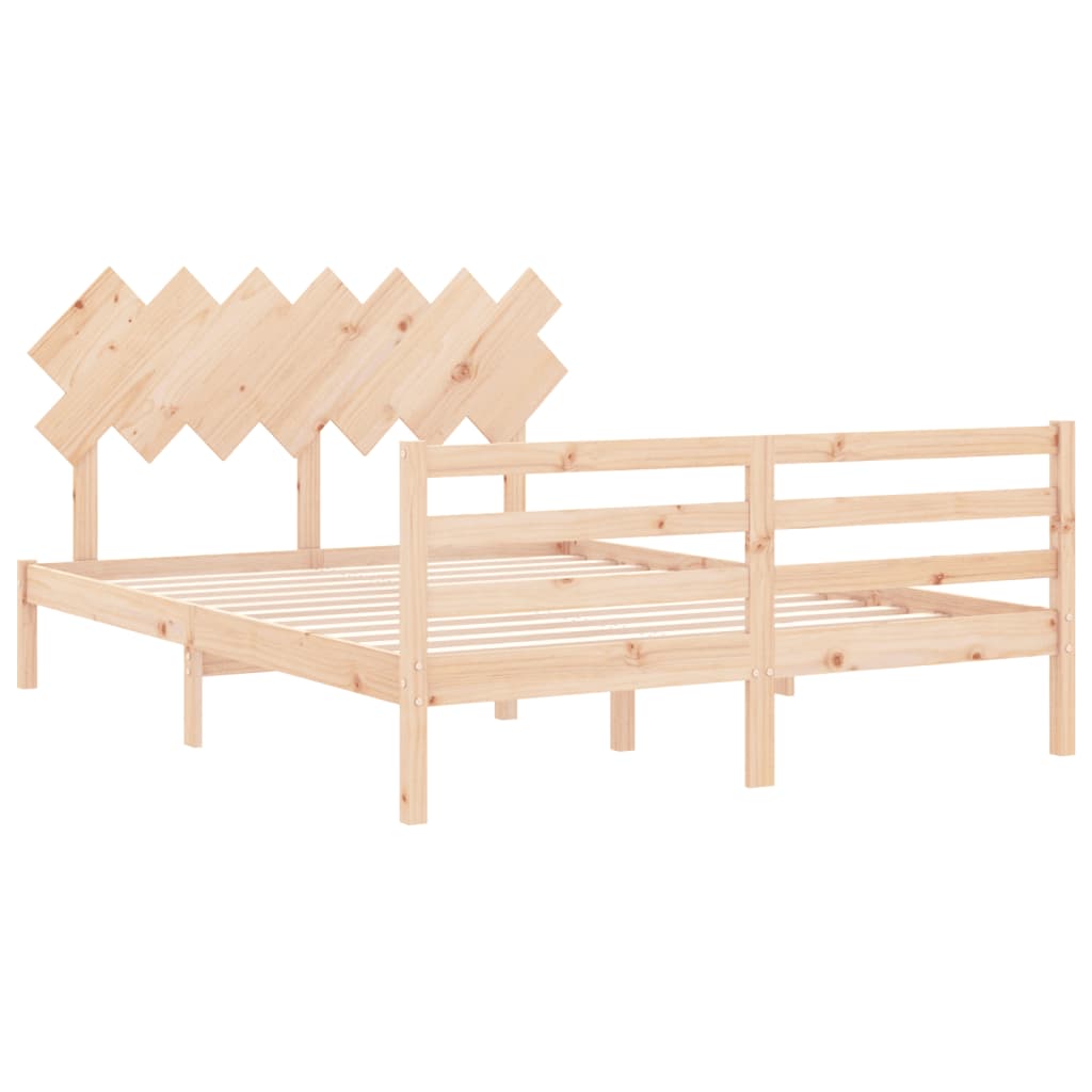 vidaXL Estructura de cama con cabecero madera maciza 140x200 cm