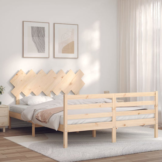 vidaXL Estructura de cama con cabecero madera maciza 140x200 cm