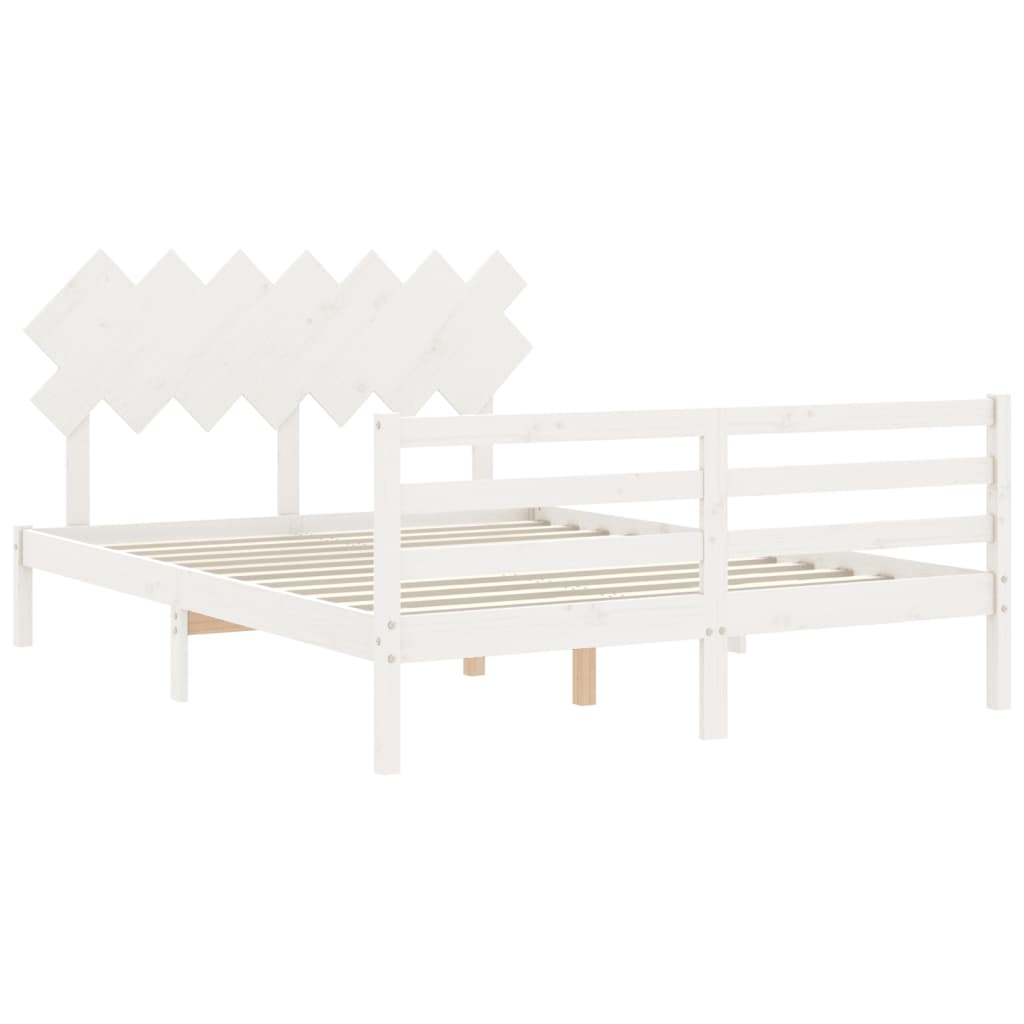 vidaXL Estructura de cama con cabecero madera maciza blanco 140x200 cm